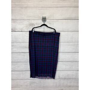 Torrid Plus Size Burgundy Blue Black Plaid Midi Skirt Size 3X